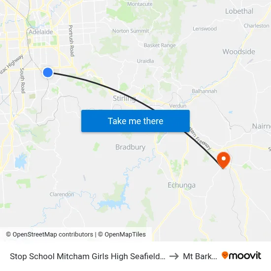 Stop School Mitcham Girls High Seafield Av to Mt Barker map