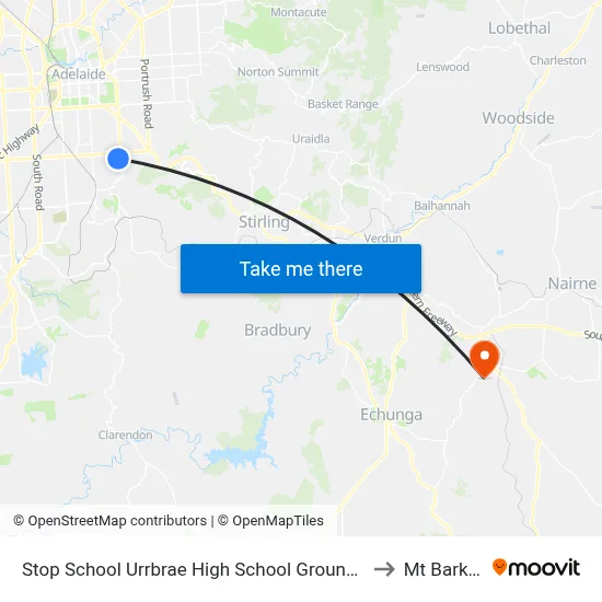 Stop School Urrbrae High School Grounds to Mt Barker map
