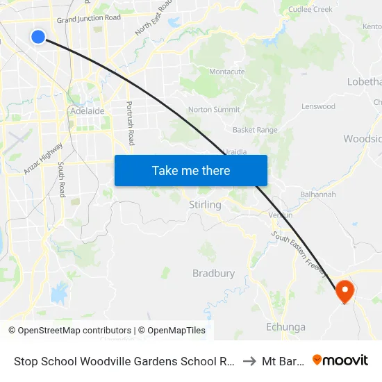 Stop School Woodville Gardens School Ridley Gr to Mt Barker map