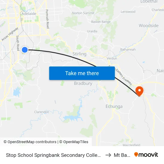 Stop School Springbank Secondary College Daws Rd to Mt Barker map
