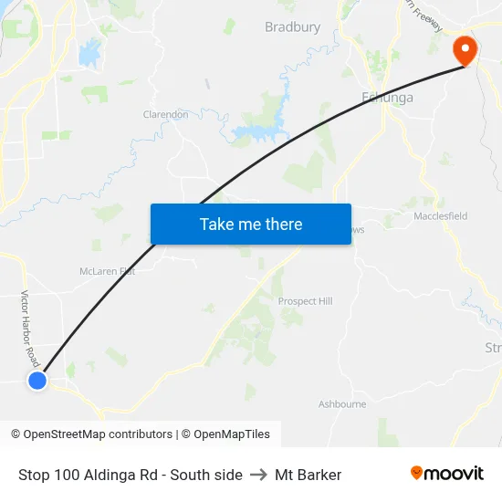 Stop 100 Aldinga Rd - South side to Mt Barker map