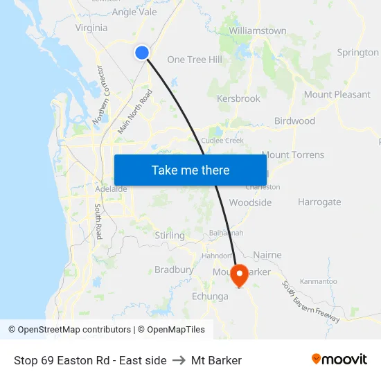 Stop 69 Easton Rd - East side to Mt Barker map