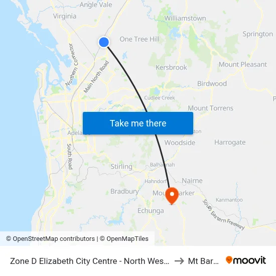 Zone D Elizabeth City Centre - North West side to Mt Barker map