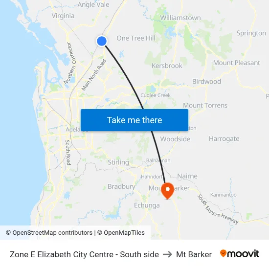 Zone E Elizabeth City Centre - South side to Mt Barker map