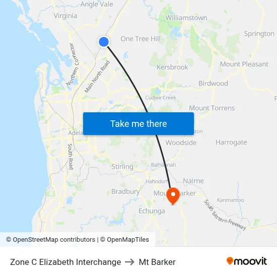 Zone C Elizabeth Interchange to Mt Barker map