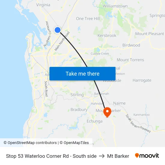 Stop 53 Waterloo Corner Rd - South side to Mt Barker map