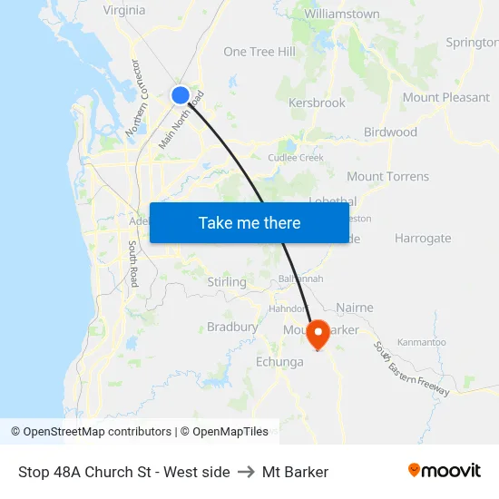 Stop 48A Church St - West side to Mt Barker map