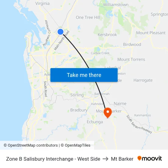 Zone B Salisbury Interchange - West Side to Mt Barker map