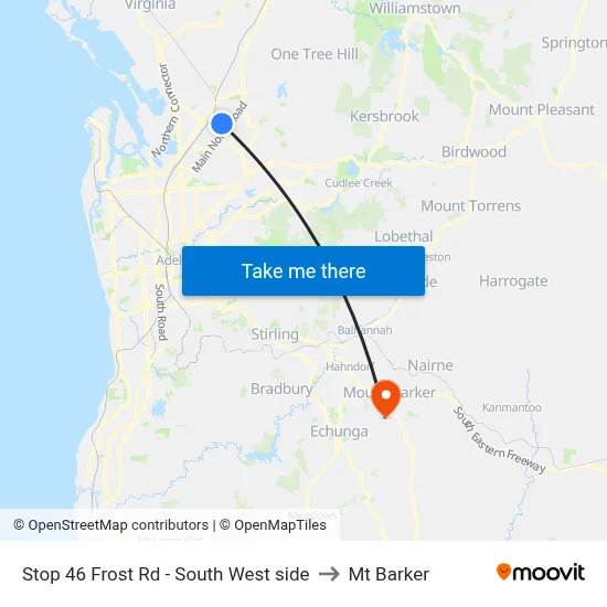 Stop 46 Frost Rd - South West side to Mt Barker map