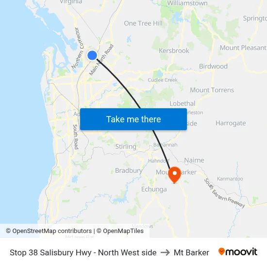 Stop 38 Salisbury Hwy - North West side to Mt Barker map