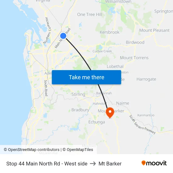 Stop 44 Main North Rd - West side to Mt Barker map