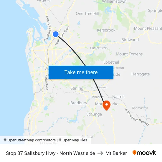 Stop 37 Salisbury Hwy - North West side to Mt Barker map