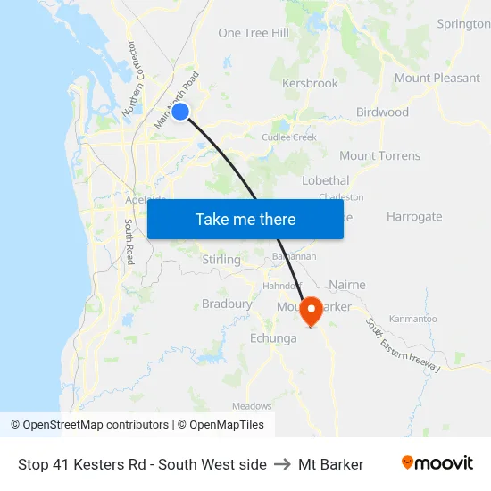 Stop 41 Kesters Rd - South West side to Mt Barker map