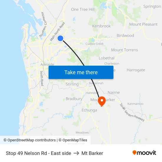 Stop 49 Nelson Rd - East side to Mt Barker map