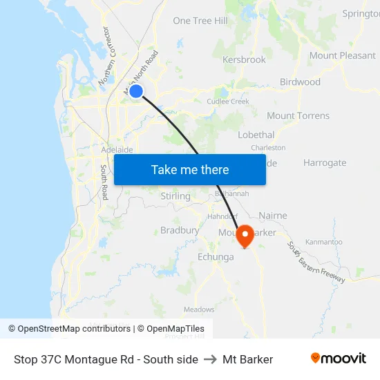 Stop 37C Montague Rd - South side to Mt Barker map