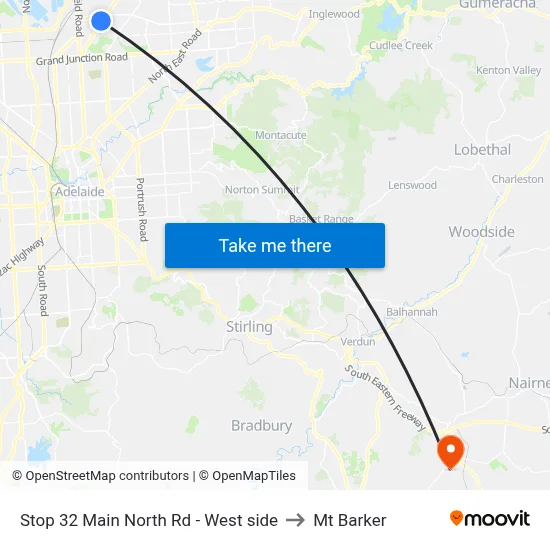 Stop 32 Main North Rd - West side to Mt Barker map