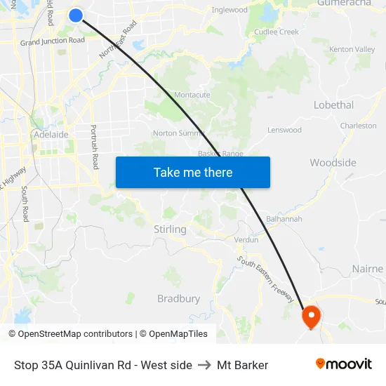 Stop 35A Quinlivan Rd - West side to Mt Barker map