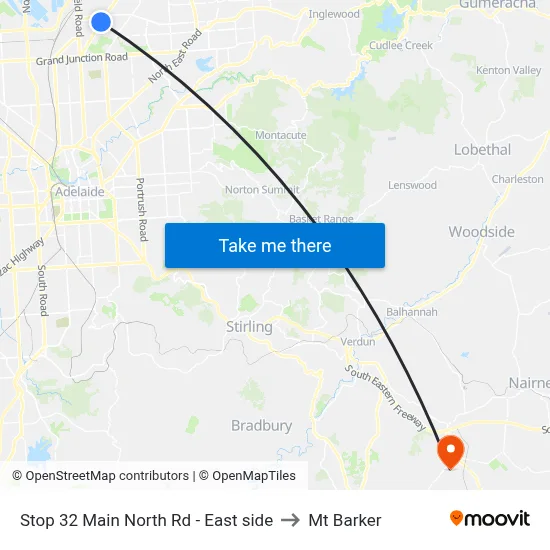 Stop 32 Main North Rd - East side to Mt Barker map