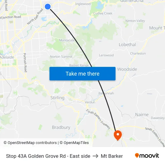 Stop 43A Golden Grove Rd - East side to Mt Barker map