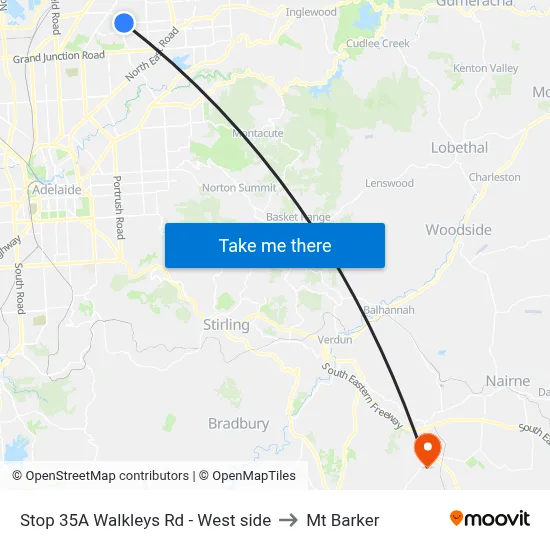 Stop 35A Walkleys Rd - West side to Mt Barker map