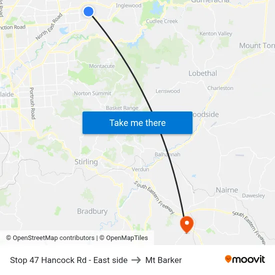 Stop 47 Hancock Rd - East side to Mt Barker map