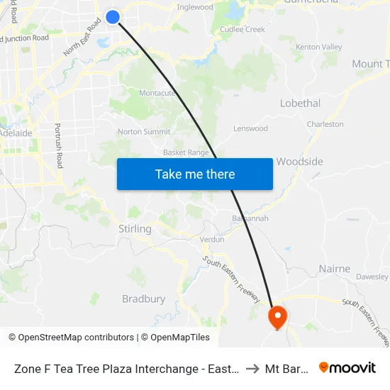 Zone F Tea Tree Plaza Interchange - East side to Mt Barker map