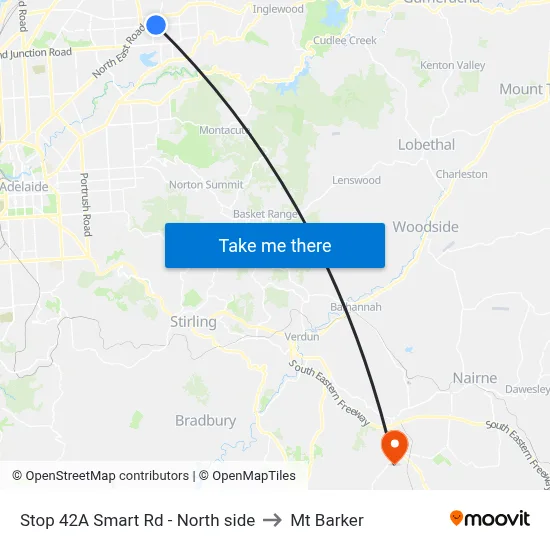 Stop 42A Smart Rd - North side to Mt Barker map