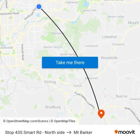 Stop 43S Smart Rd - North side to Mt Barker map