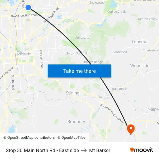 Stop 30 Main North Rd - East side to Mt Barker map