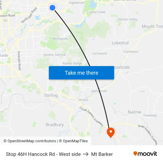 Stop 46H Hancock Rd - West side to Mt Barker map