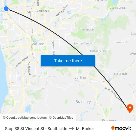 Stop 38 St Vincent St - South side to Mt Barker map