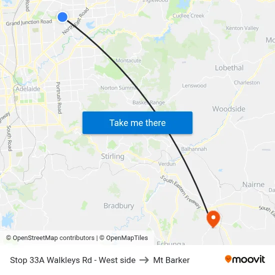 Stop 33A Walkleys Rd - West side to Mt Barker map