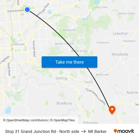 Stop 31 Grand Junction Rd - North side to Mt Barker map
