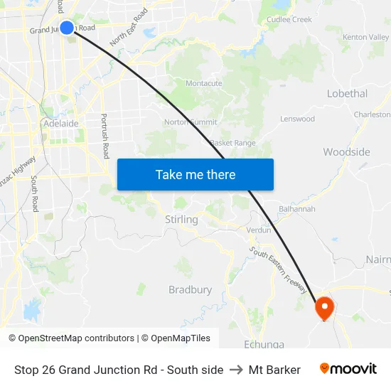 Stop 26 Grand Junction Rd - South side to Mt Barker map