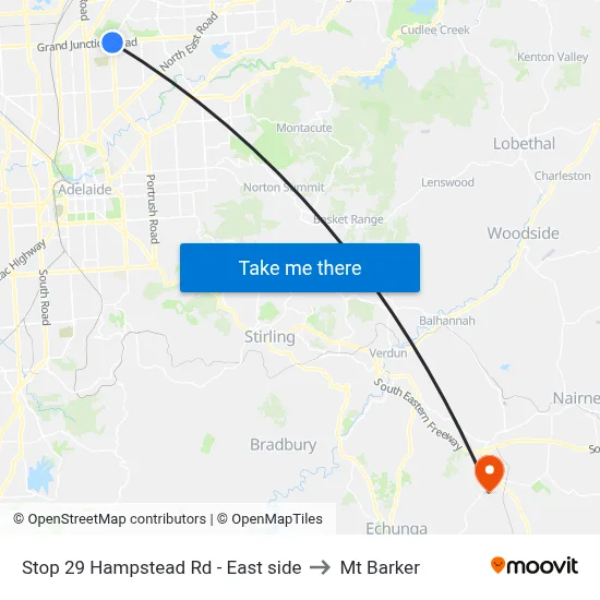 Stop 29 Hampstead Rd - East side to Mt Barker map