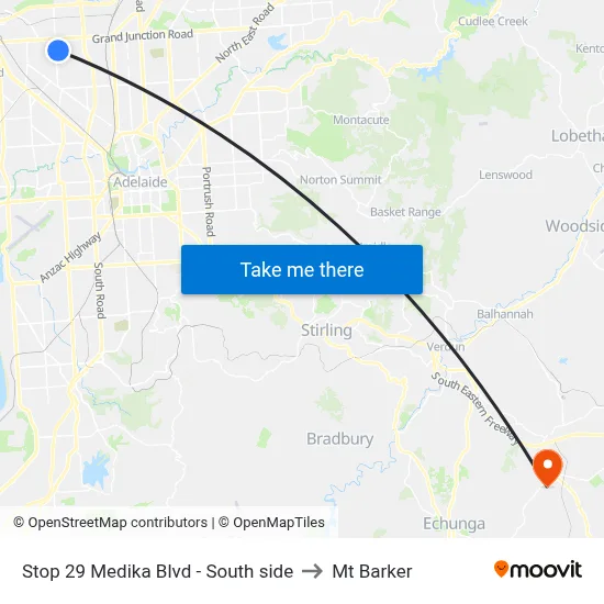 Stop 29 Medika Blvd - South side to Mt Barker map