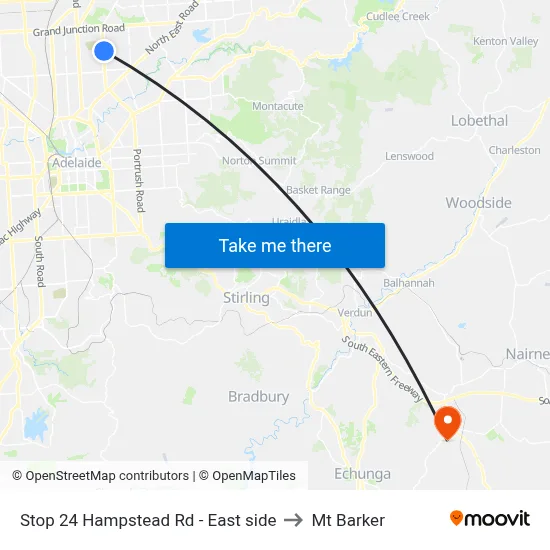 Stop 24 Hampstead Rd - East side to Mt Barker map