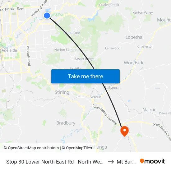 Stop 30 Lower North East Rd - North West side to Mt Barker map