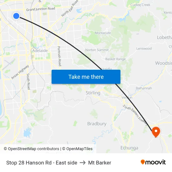 Stop 28 Hanson Rd - East side to Mt Barker map
