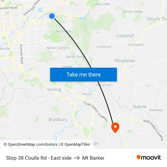 Stop 38 Coulls Rd - East side to Mt Barker map