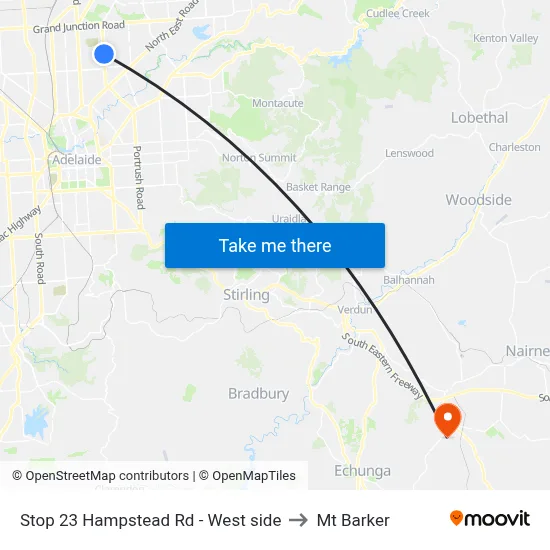 Stop 23 Hampstead Rd - West side to Mt Barker map