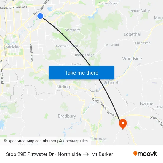 Stop 29E Pittwater Dr - North side to Mt Barker map