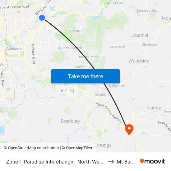 Zone F Paradise Interchange - North West side to Mt Barker map