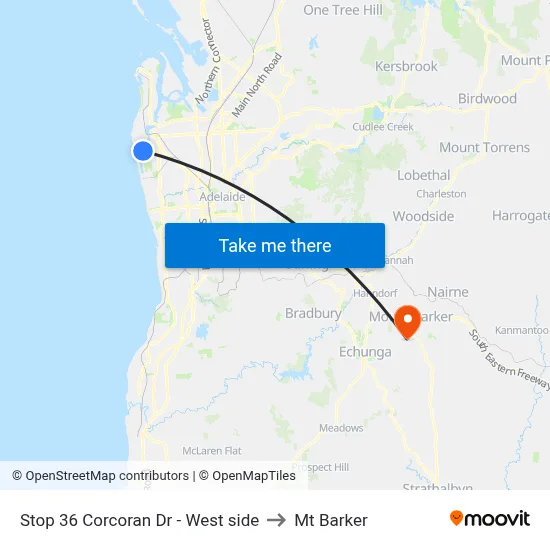 Stop 36 Corcoran Dr - West side to Mt Barker map
