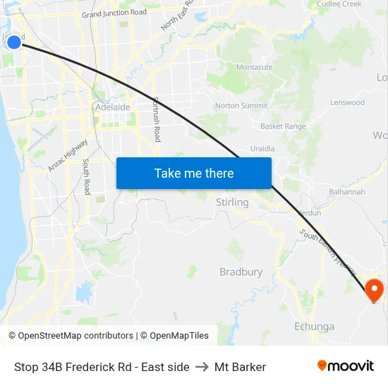 Stop 34B Frederick Rd - East side to Mt Barker map