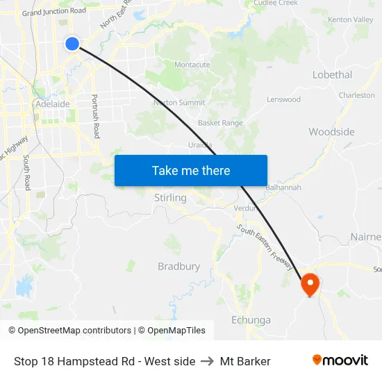 Stop 18 Hampstead Rd - West side to Mt Barker map