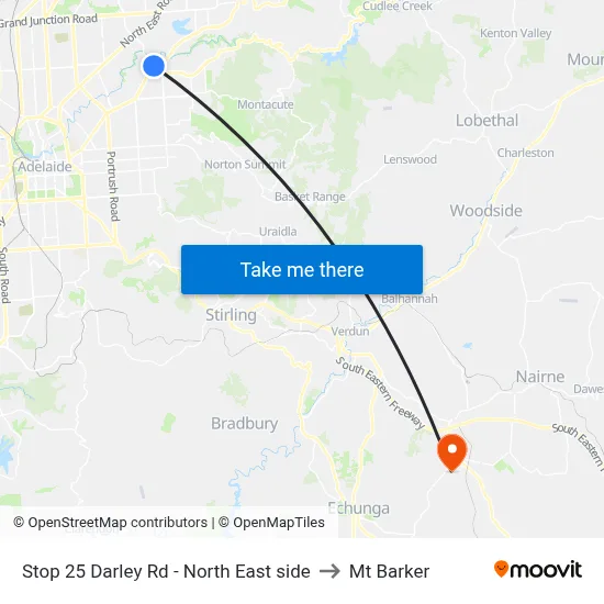 Stop 25 Darley Rd - North East side to Mt Barker map