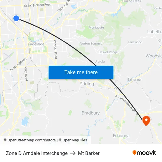 Zone D Arndale Interchange to Mt Barker map