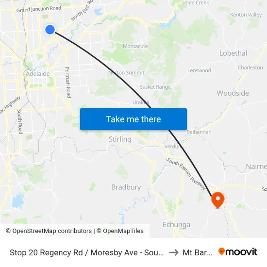 Stop 20 Regency Rd / Moresby Ave - South side to Mt Barker map