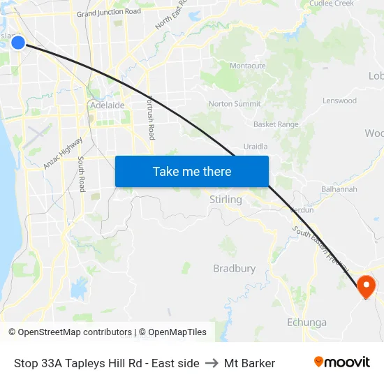 Stop 33A Tapleys Hill Rd - East side to Mt Barker map